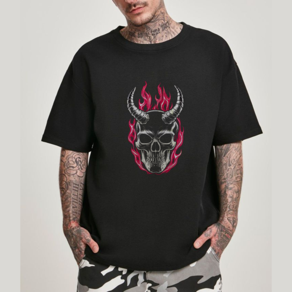 Skull Fire Oversized  Premium Tee